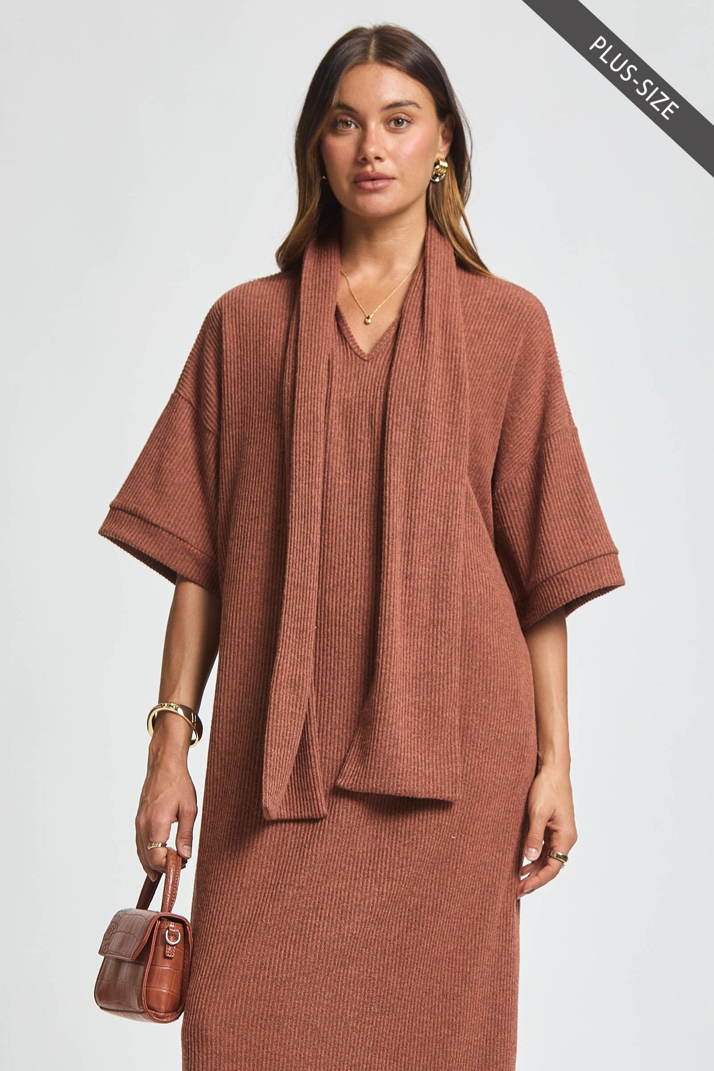 Dear Scarlett - PLUS SIZE Relaxed Fit Ribbed Maxi Dress