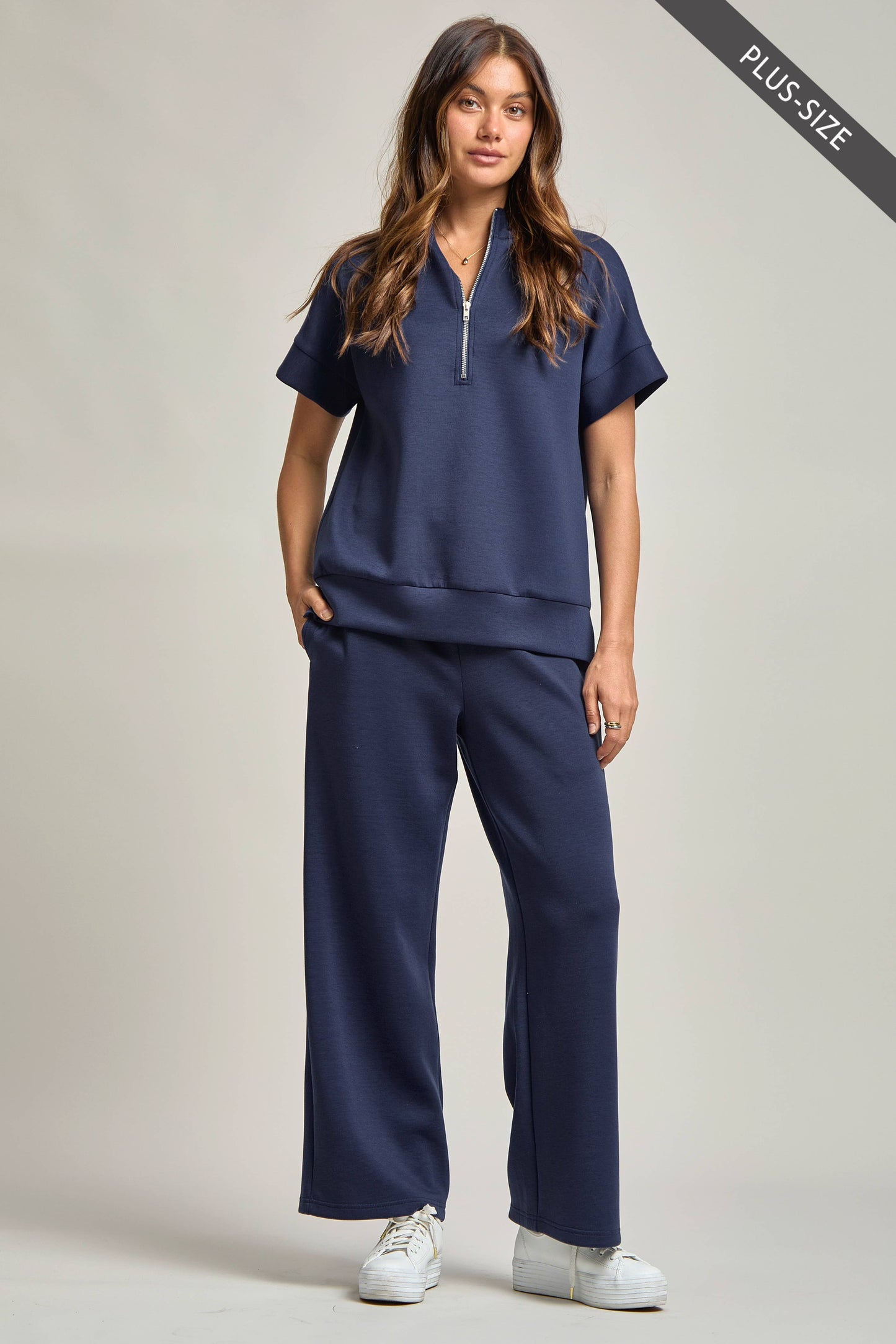 Dear Scarlett - PLUS SIZE Quarter Zip + Pants Modal Set TRVSET-CATALINAP