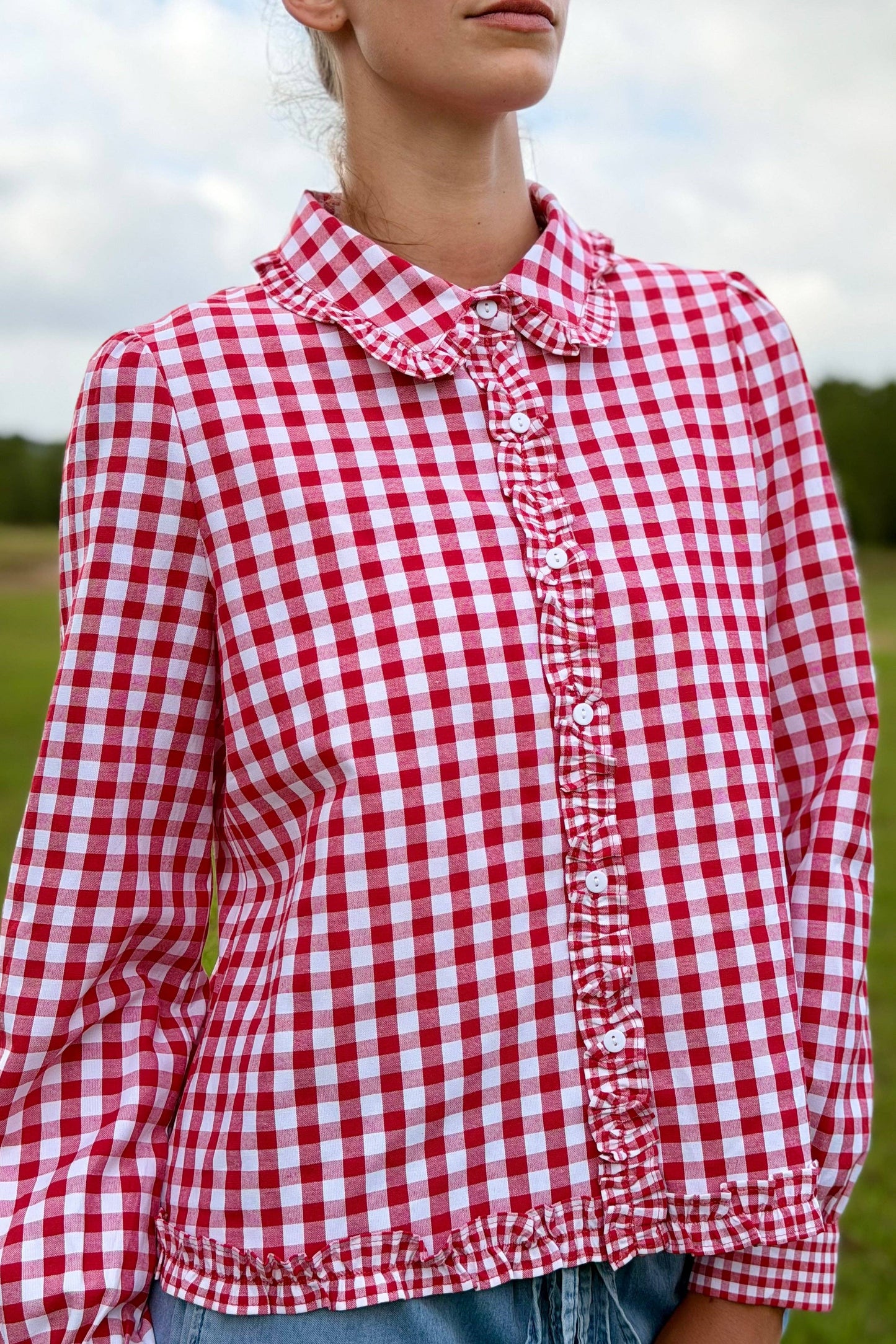 Julie Red Gingham Long Sleeve