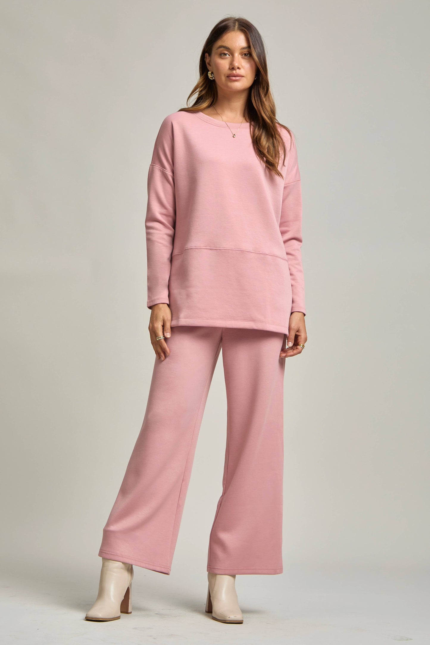 Dear Scarlett - Tunic Top + Straight Pants Travel Modal Set