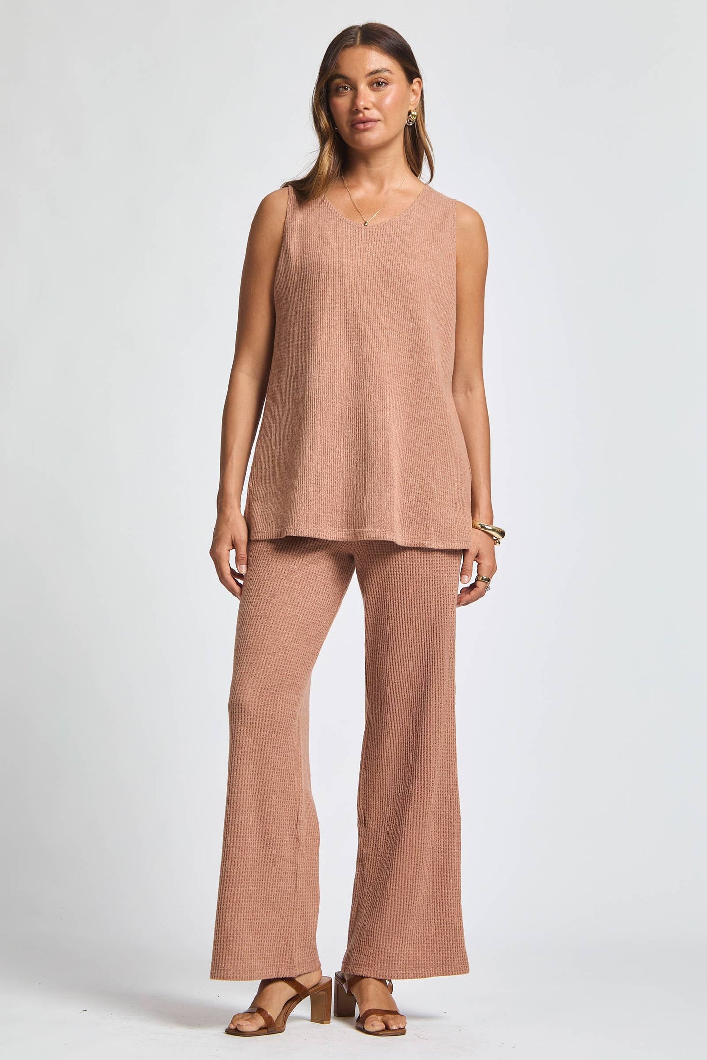 Dear Scarlett - Thermal Sleeveless Tank + Cardigan + Relaxed Pants