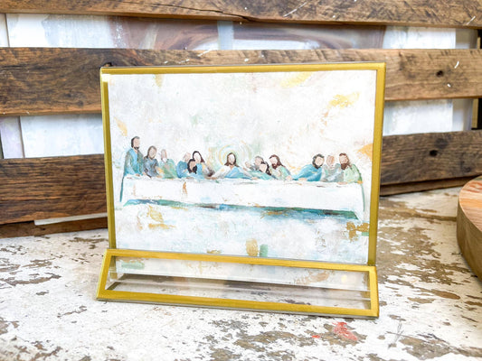 Mackenzie Kissell Art - Jesus 'The Last Supper' in Acrylic Gold Frame Easter 4x6