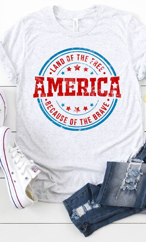 America Land of the Free Circle Graphic Tee