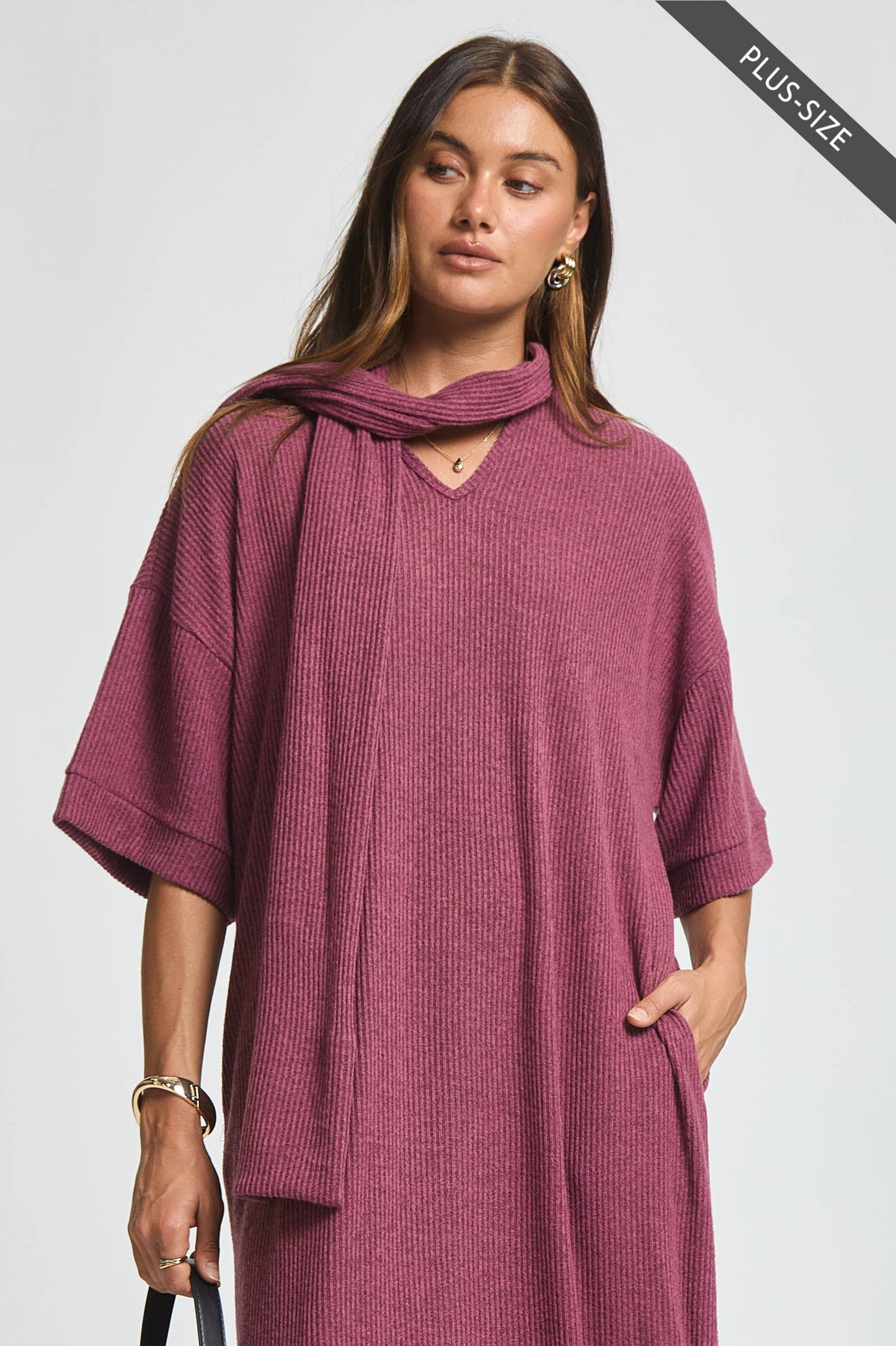 Dear Scarlett - PLUS SIZE Relaxed Fit Ribbed Maxi Dress