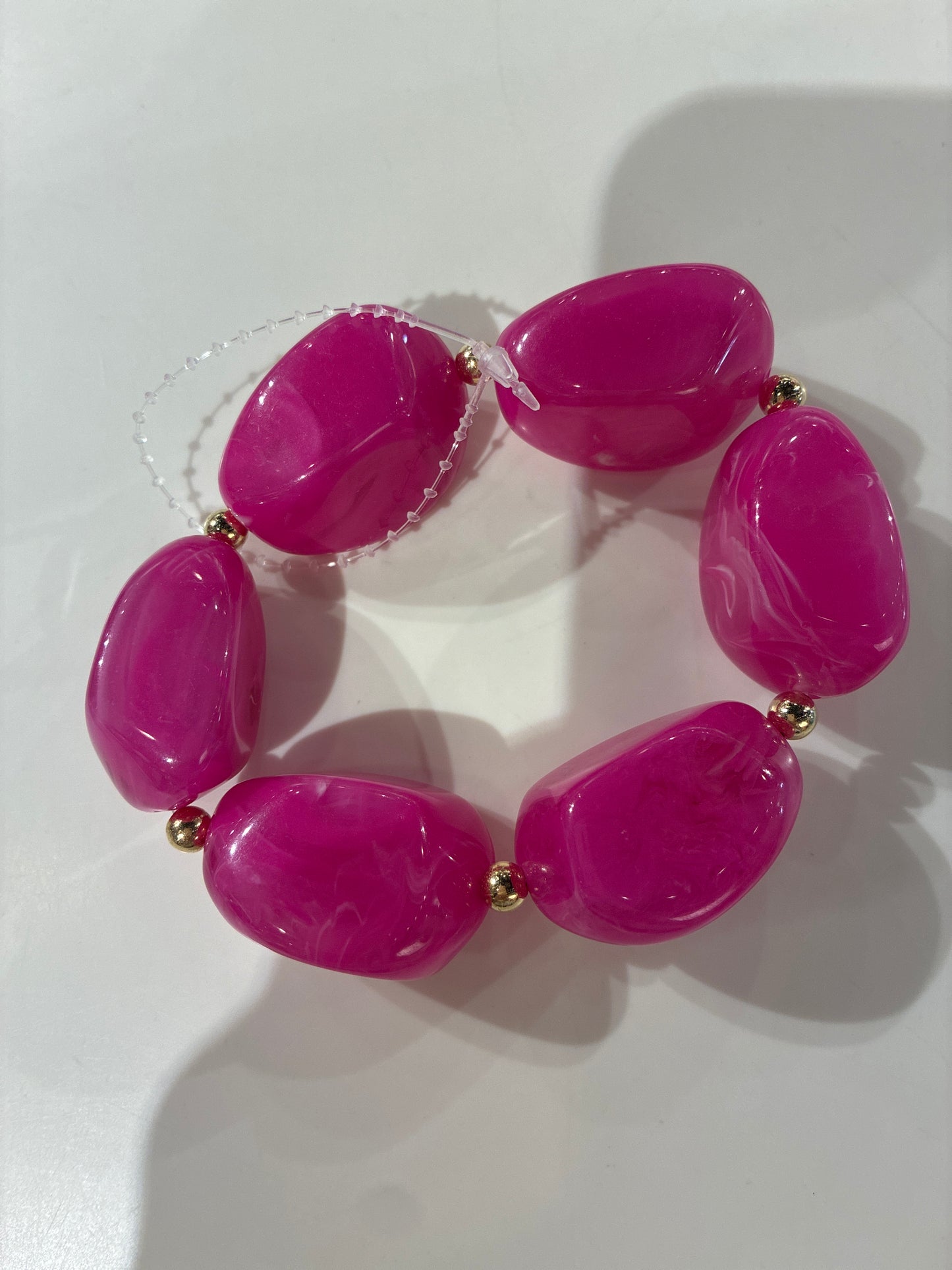 Chunky Marble Acrylic Beaded Stretch Braclet