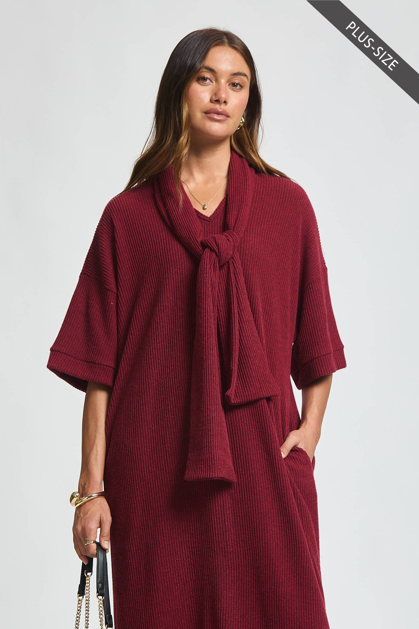 Dear Scarlett - PLUS SIZE Relaxed Fit Ribbed Maxi Dress