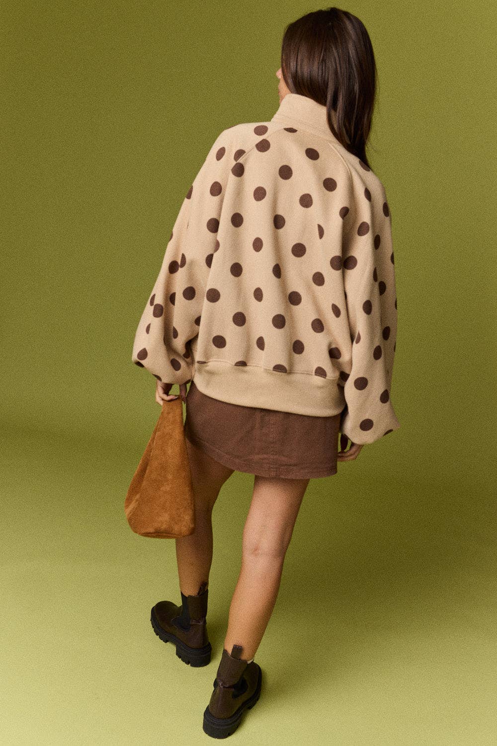 Women's Polka Dot Half-Snap Sweatshirt with Collar – Boutique Pullover
