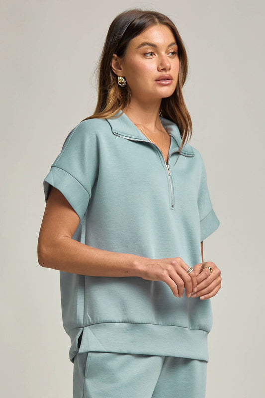 Dear Scarlett - Short Sleeve Quarter Zip + Pants Modal Set TRVSET-CATALINA