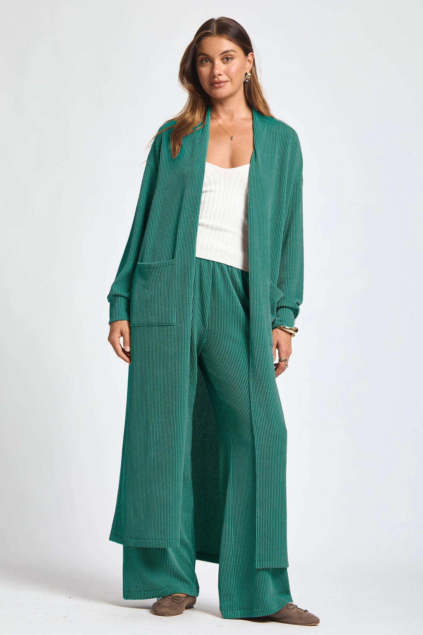 Dear Scarlett - Longline Cardigan + Relaxed Pants 2 Piece