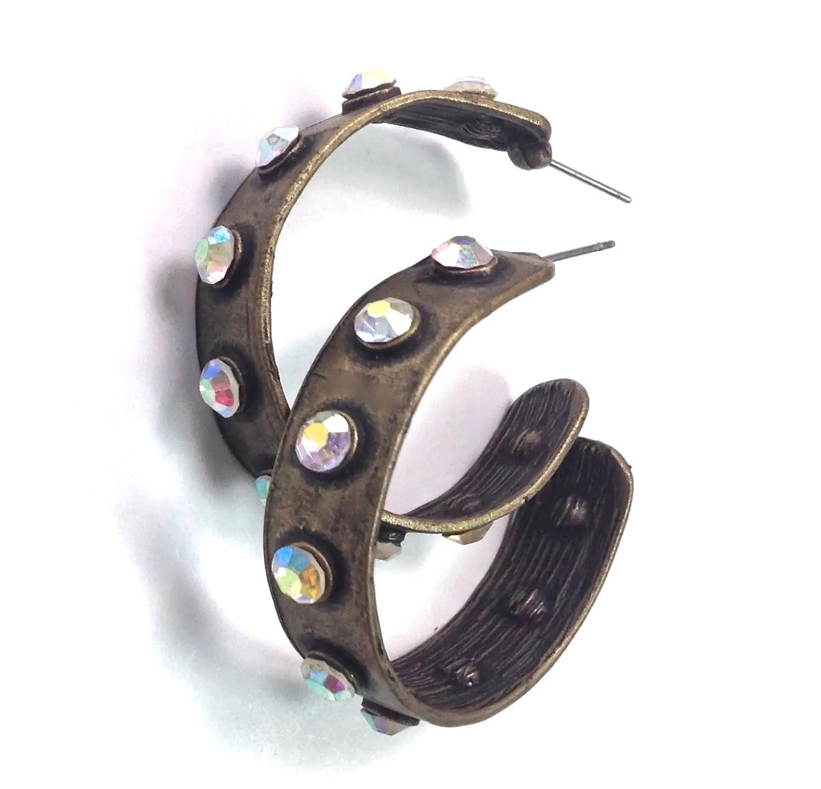 Bling Hoop Brass Earrings