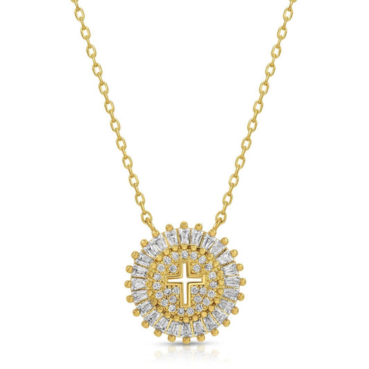 Splendid Iris - Shimmering Cross Necklace