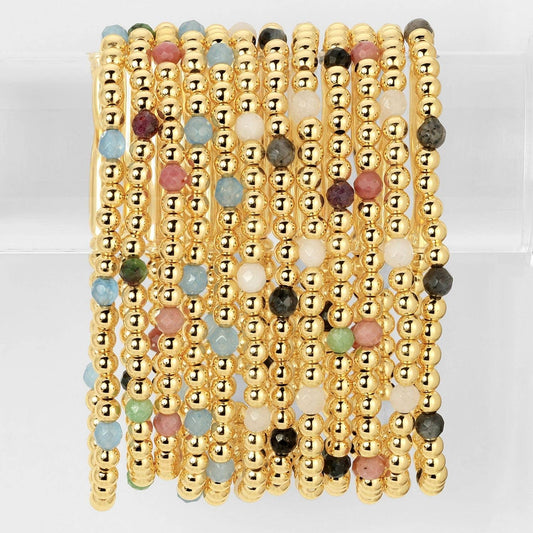 3297- Stretch Beaded Bracelet Stone Accents