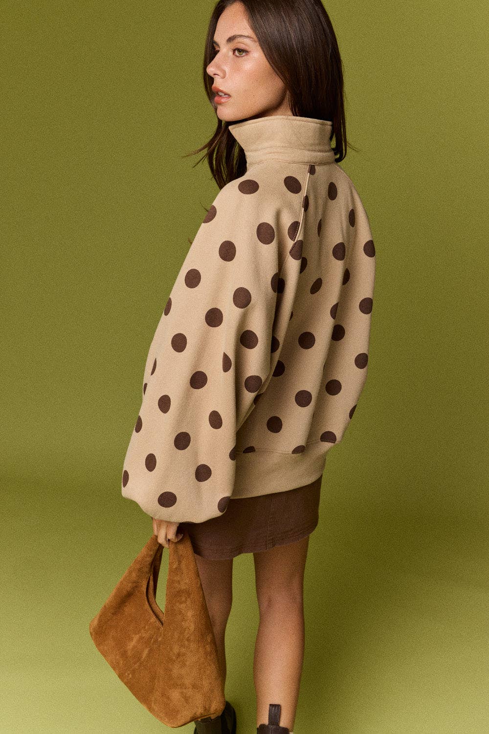 Women's Polka Dot Half-Snap Sweatshirt with Collar – Boutique Pullover