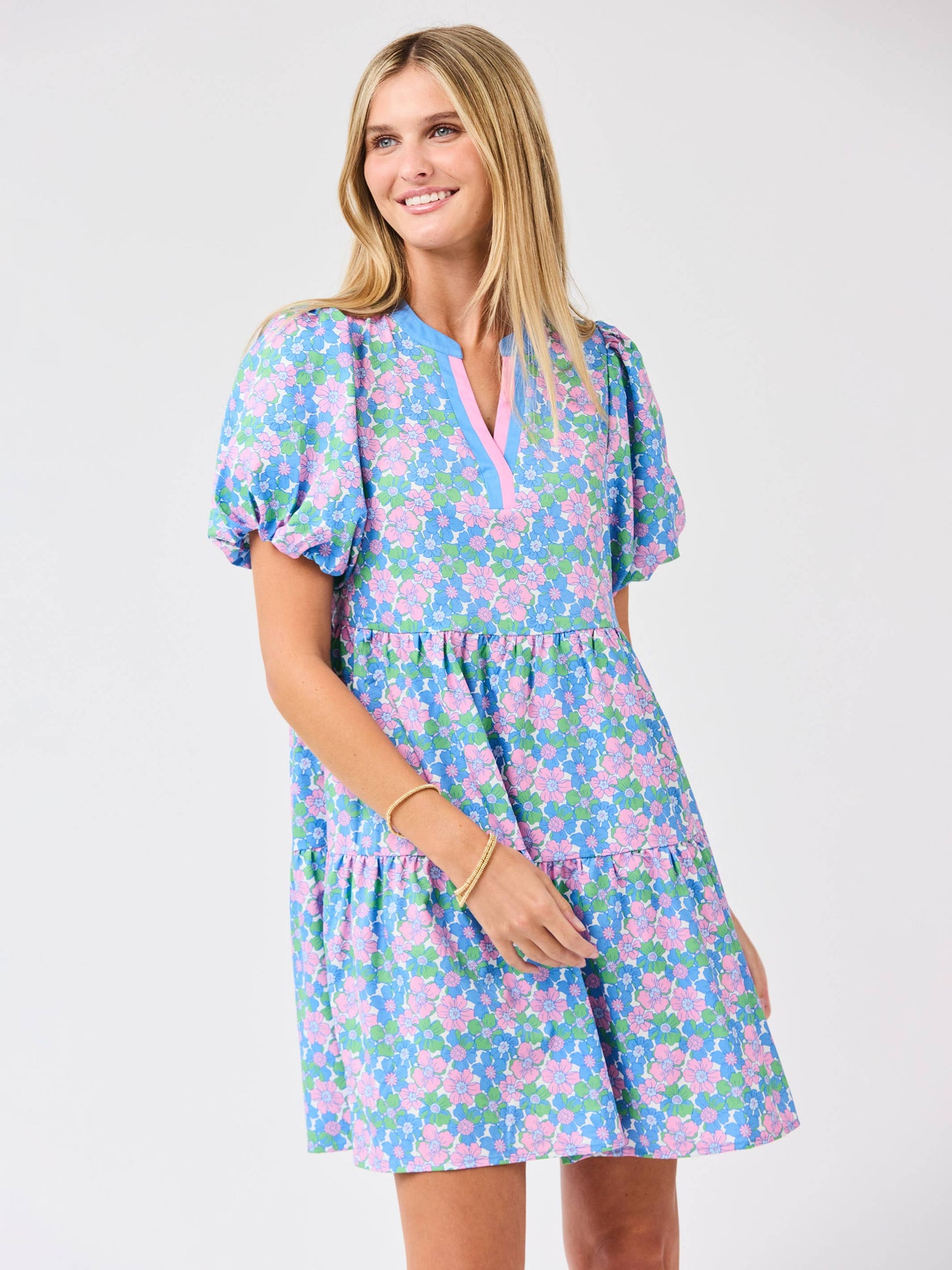 Kinsley Mini Dress | Vintage Posies Blue