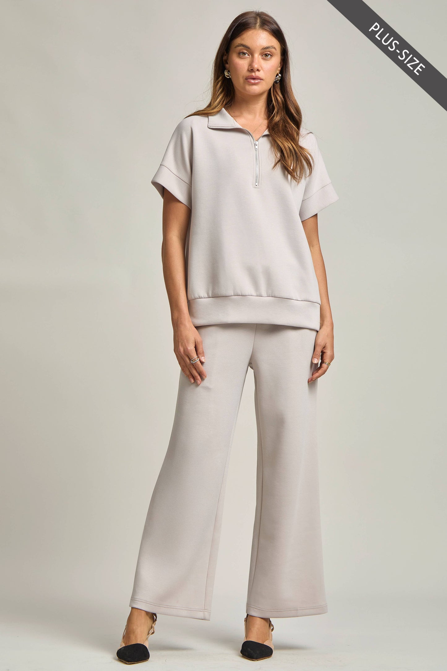 Dear Scarlett - PLUS SIZE Quarter Zip + Pants Modal Set TRVSET-CATALINAP