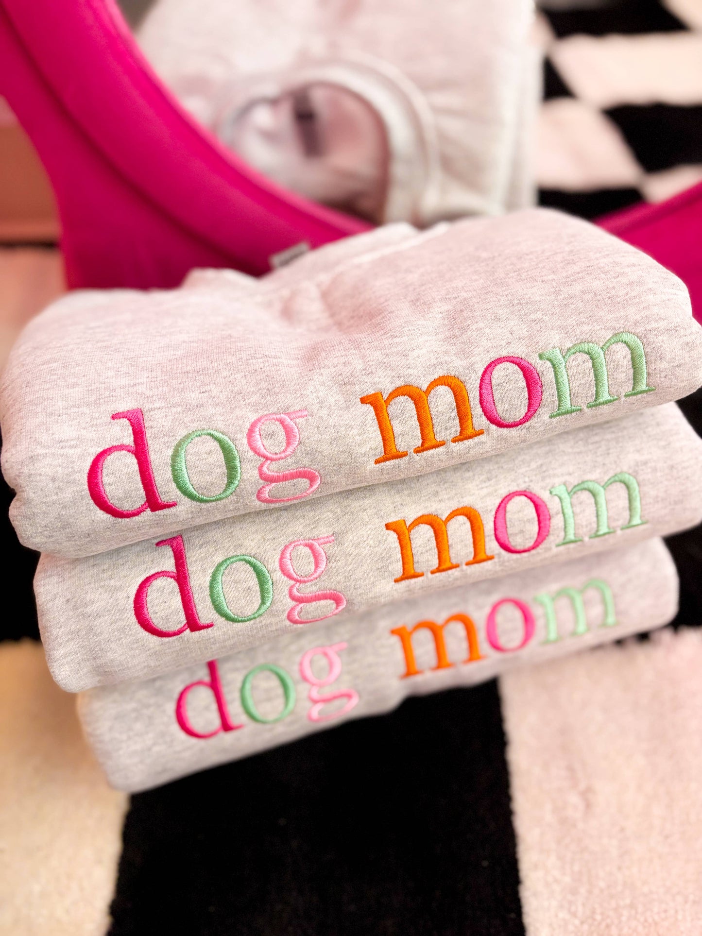 Dog mom rainbow embroidered Sweatshirt | Gift for dog moms