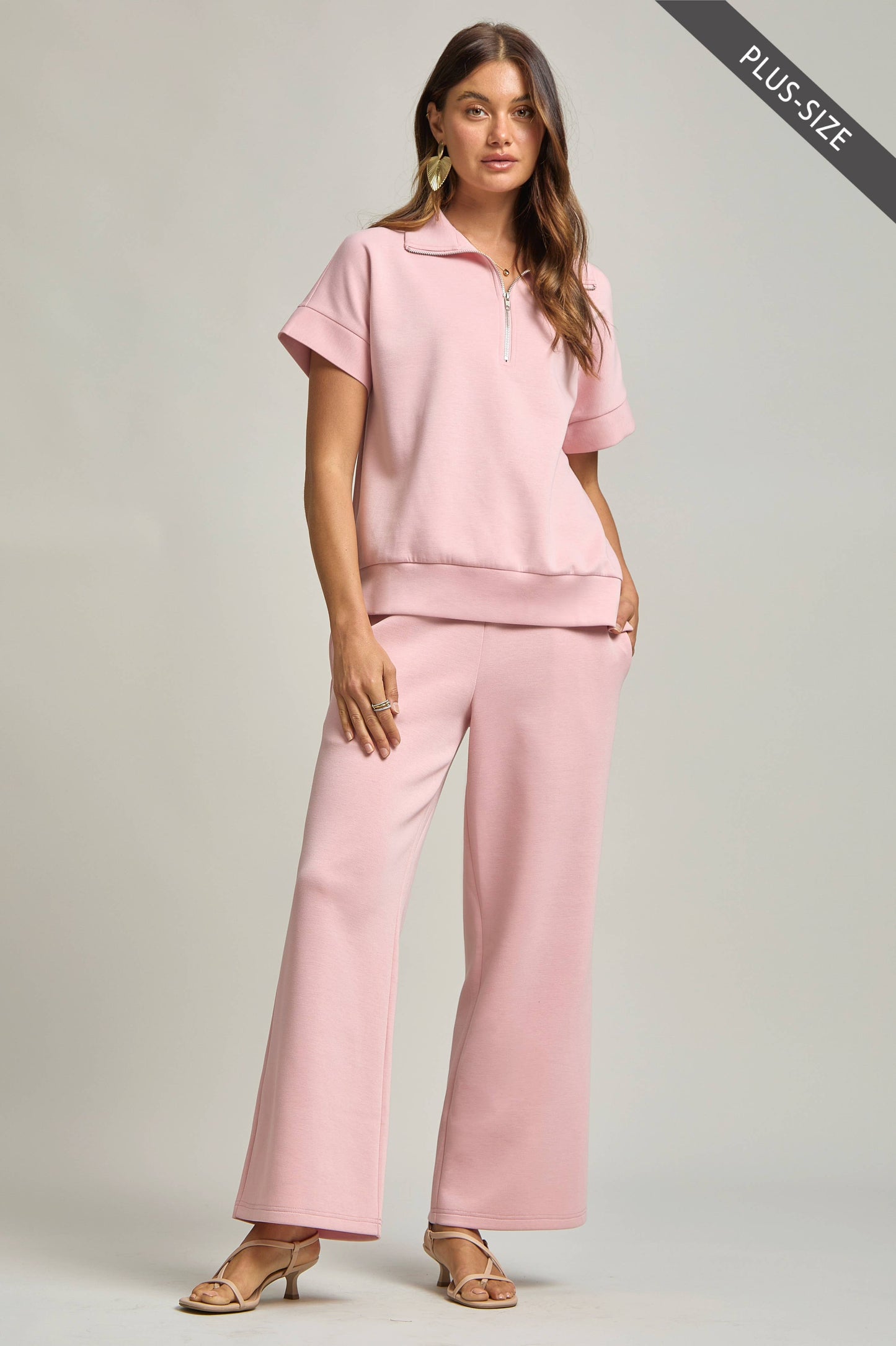 Dear Scarlett - PLUS SIZE Quarter Zip + Pants Modal Set TRVSET-CATALINAP