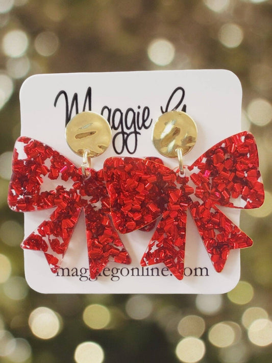 Large Red Bow earrings