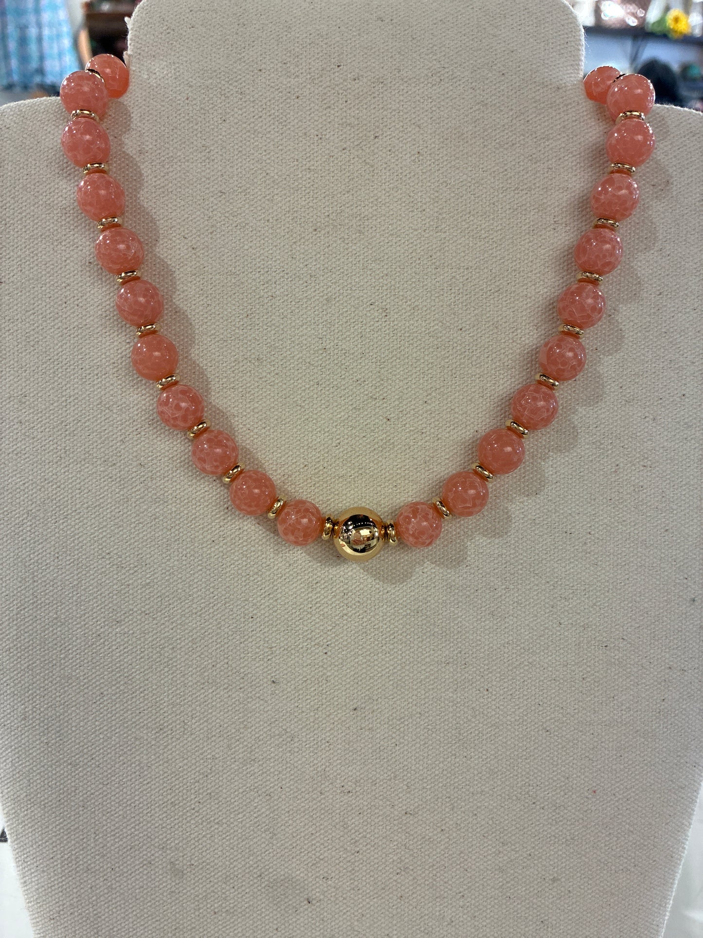 Colorful Marble Acrylic Accent Beaded Necklace
