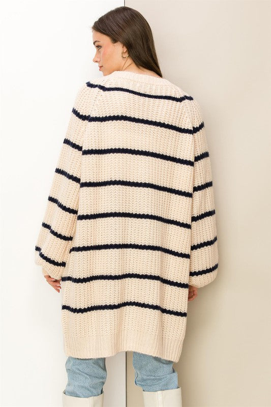 Made for Style Oversized Striped Sweater Cardigan-Drop Ship