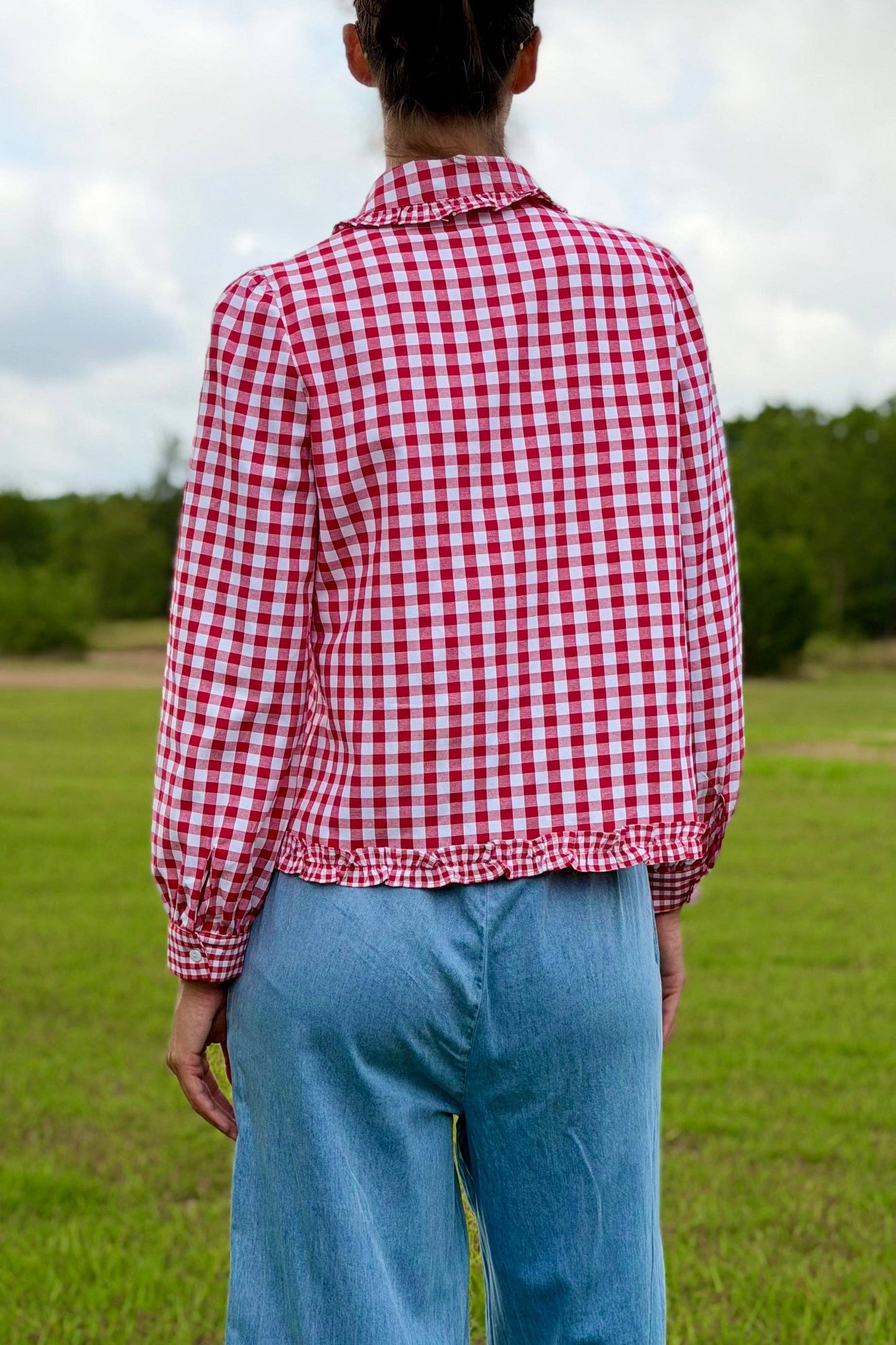 Julie Red Gingham Long Sleeve