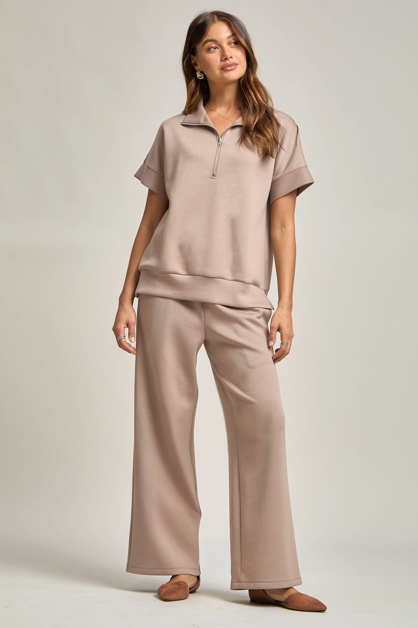 Dear Scarlett - Short Sleeve Quarter Zip + Pants Modal Set TRVSET-CATALINA