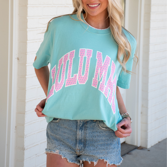 CrawfordHill Polka Dot Adult Chalky Mint Comfort Colors Tee