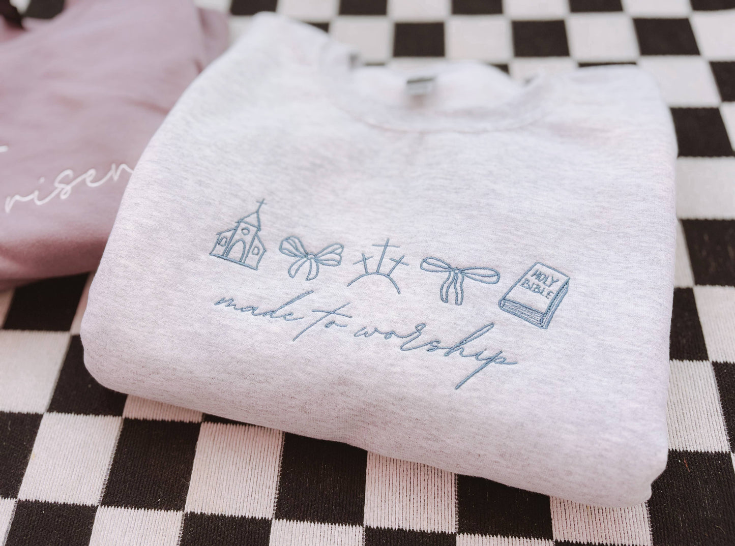 Made To Worship Embroidered Crewneck | Church Sweatshirt