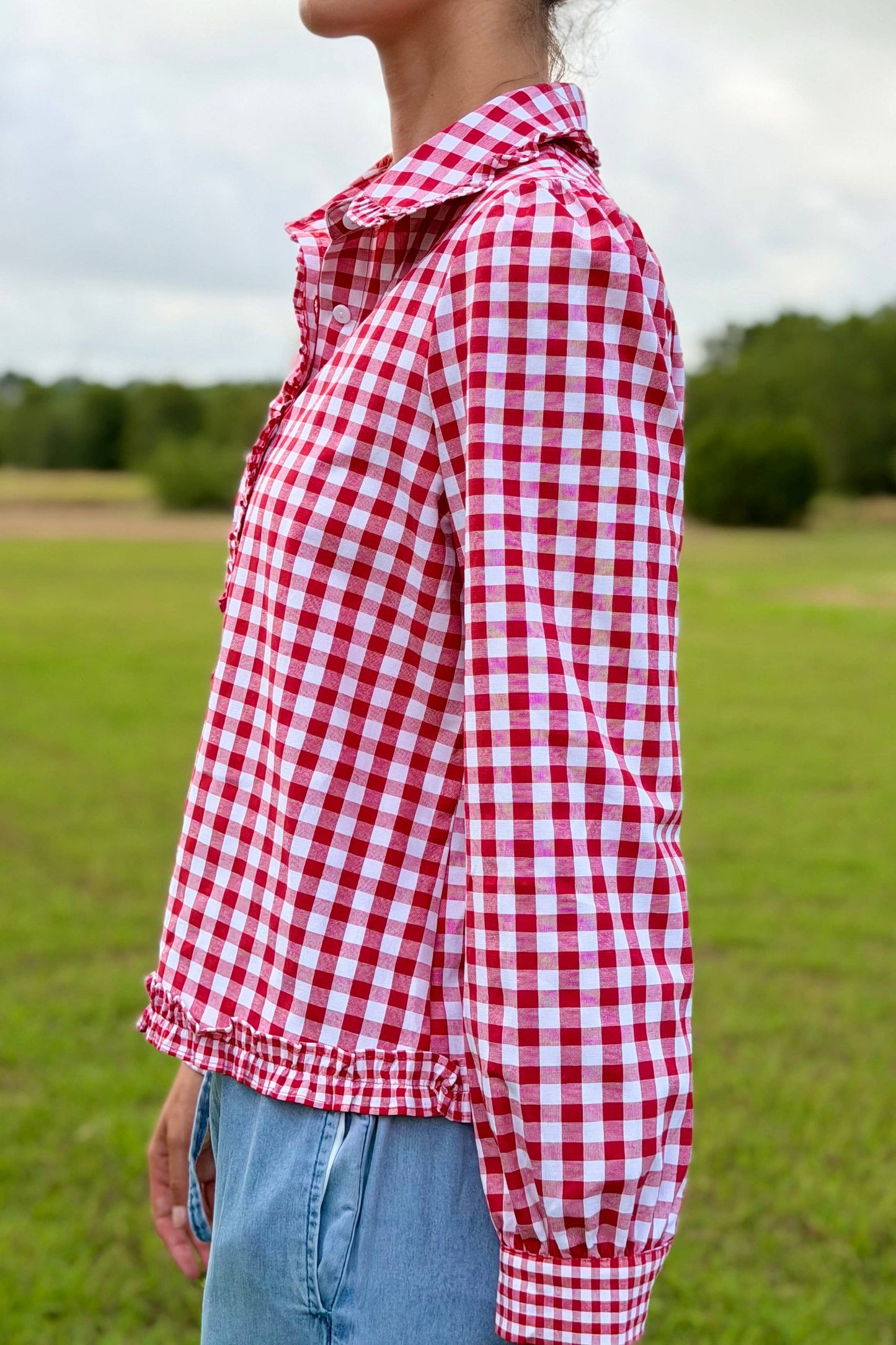 Julie Red Gingham Long Sleeve