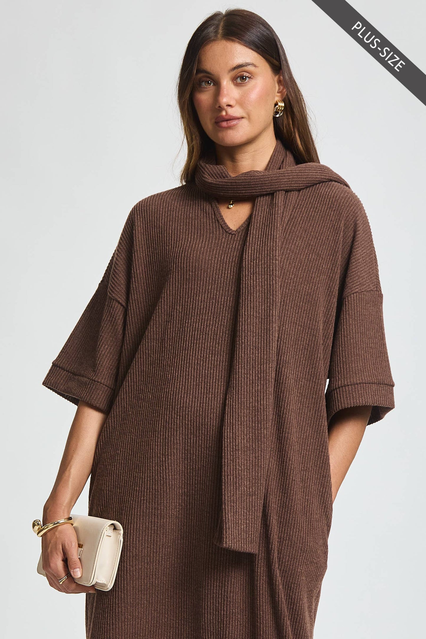 Dear Scarlett - PLUS SIZE Relaxed Fit Ribbed Maxi Dress