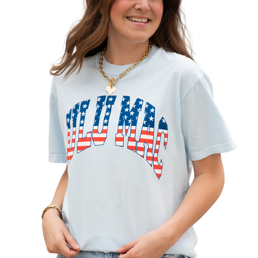 CrawfordHill- Stars & Stripes Adult Chambray Comfort Colors Tee