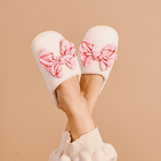 The Darling Effect - Fuzzy Slippers - Festive Plaid (Shop by Size)