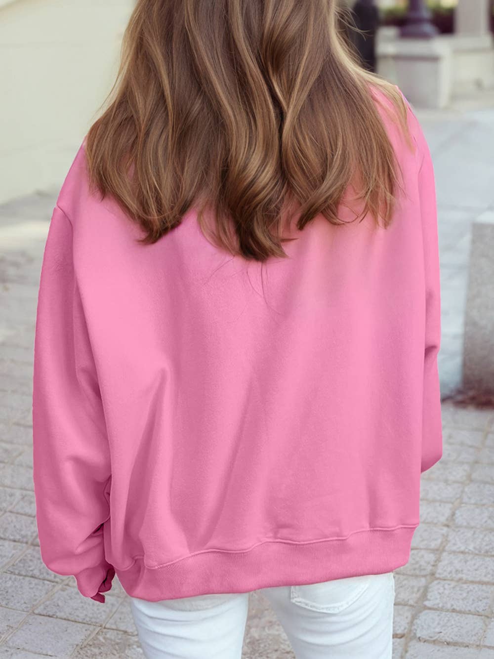 Oversize Blessed Embroidered Mock Neck Sweatshirt