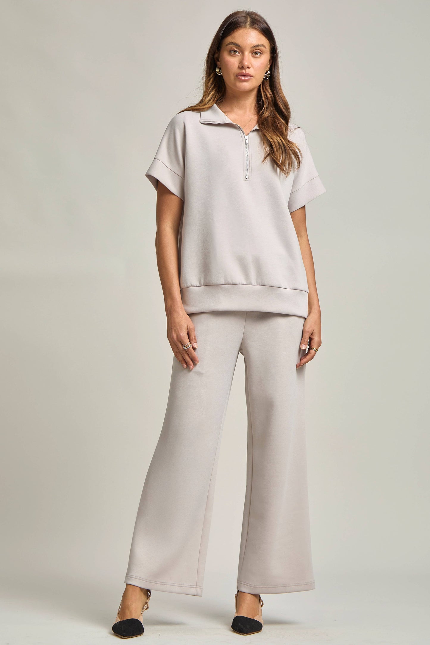 Dear Scarlett - Short Sleeve Quarter Zip + Pants Modal Set TRVSET-CATALINA