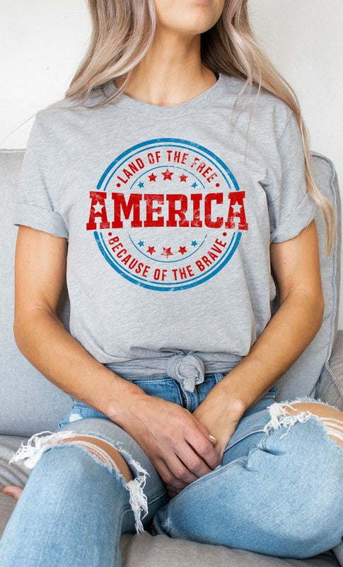 America Land of the Free Circle Graphic Tee