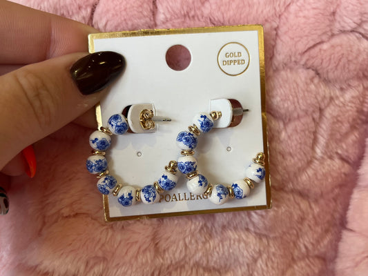 Blue Floral hoops