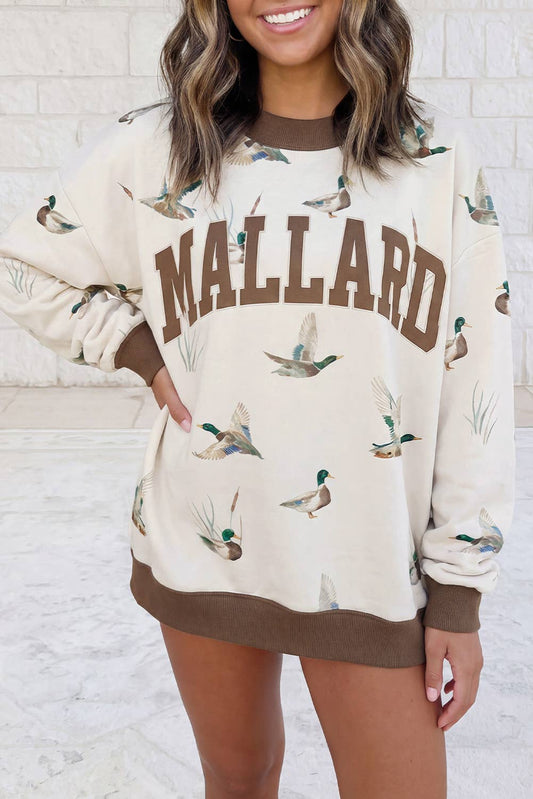 CHB-Mallard Letter Print Mock Neck Sweatshirt
