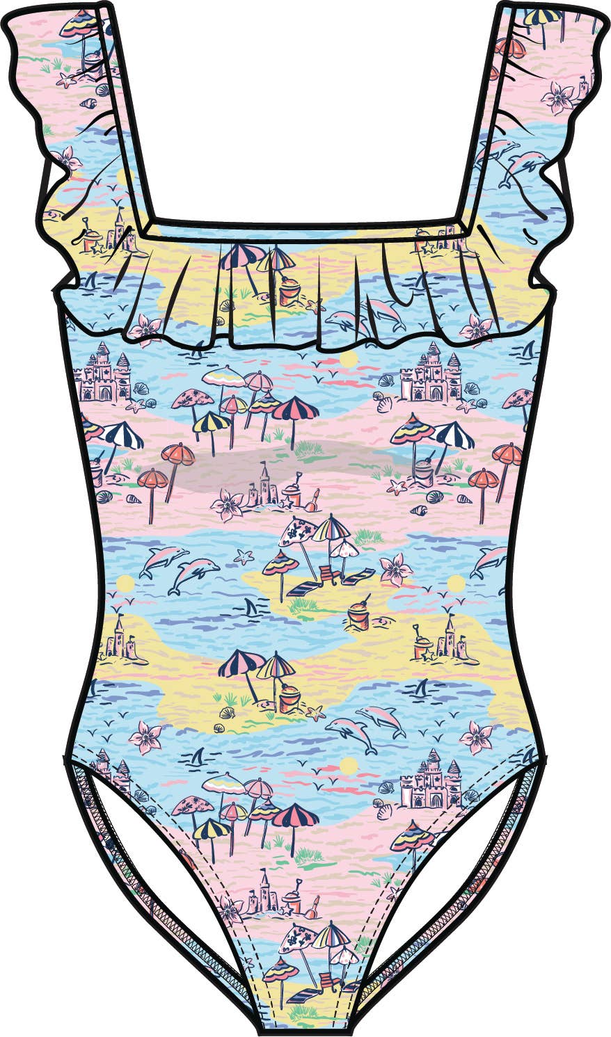 Beach Day Ruffle One Piece Swimsuit