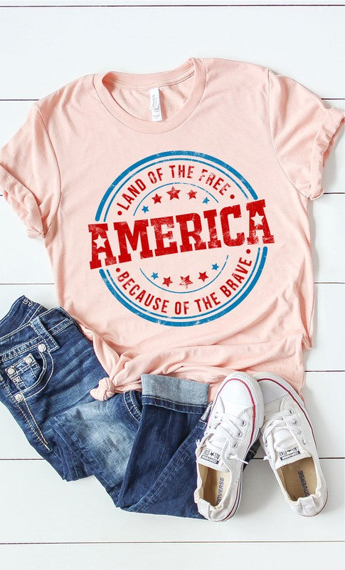 America Land of the Free Circle Graphic Tee