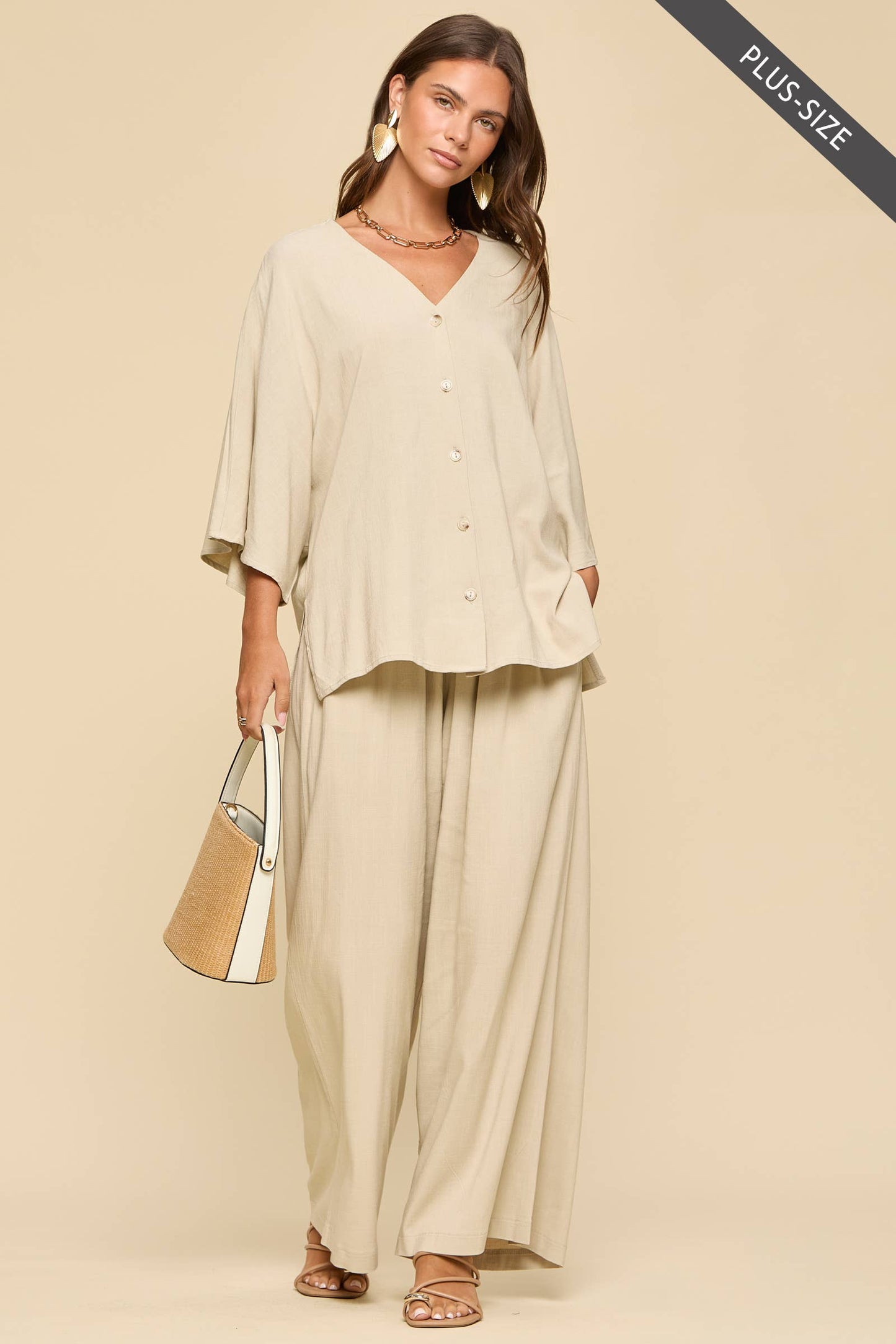 PLUS SIZE 2-Piece Linen Summer Set