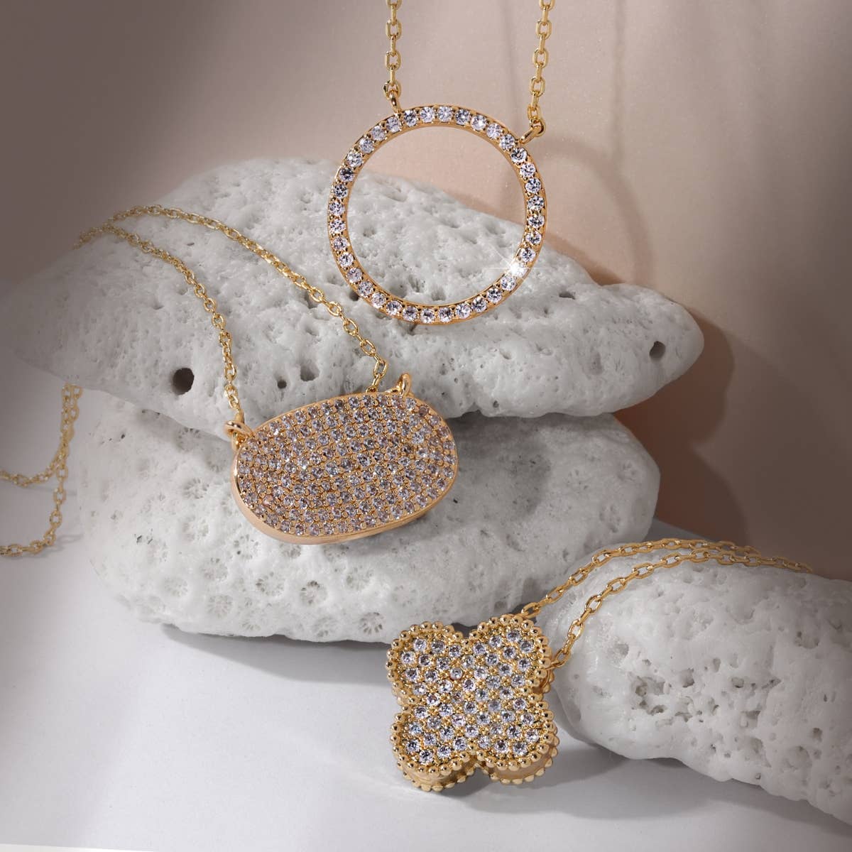 Splendid Iris - Unity Pave Oval Pendant Necklace