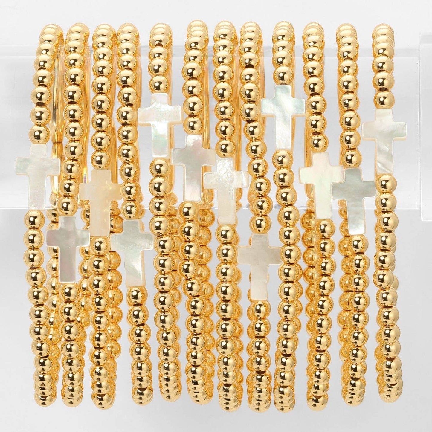 Splendid Iris - 4mm Stretch Breaded Bracelet w/ Cross