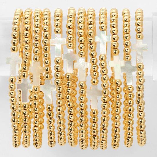 Splendid Iris - 4mm Stretch Breaded Bracelet w/ Cross