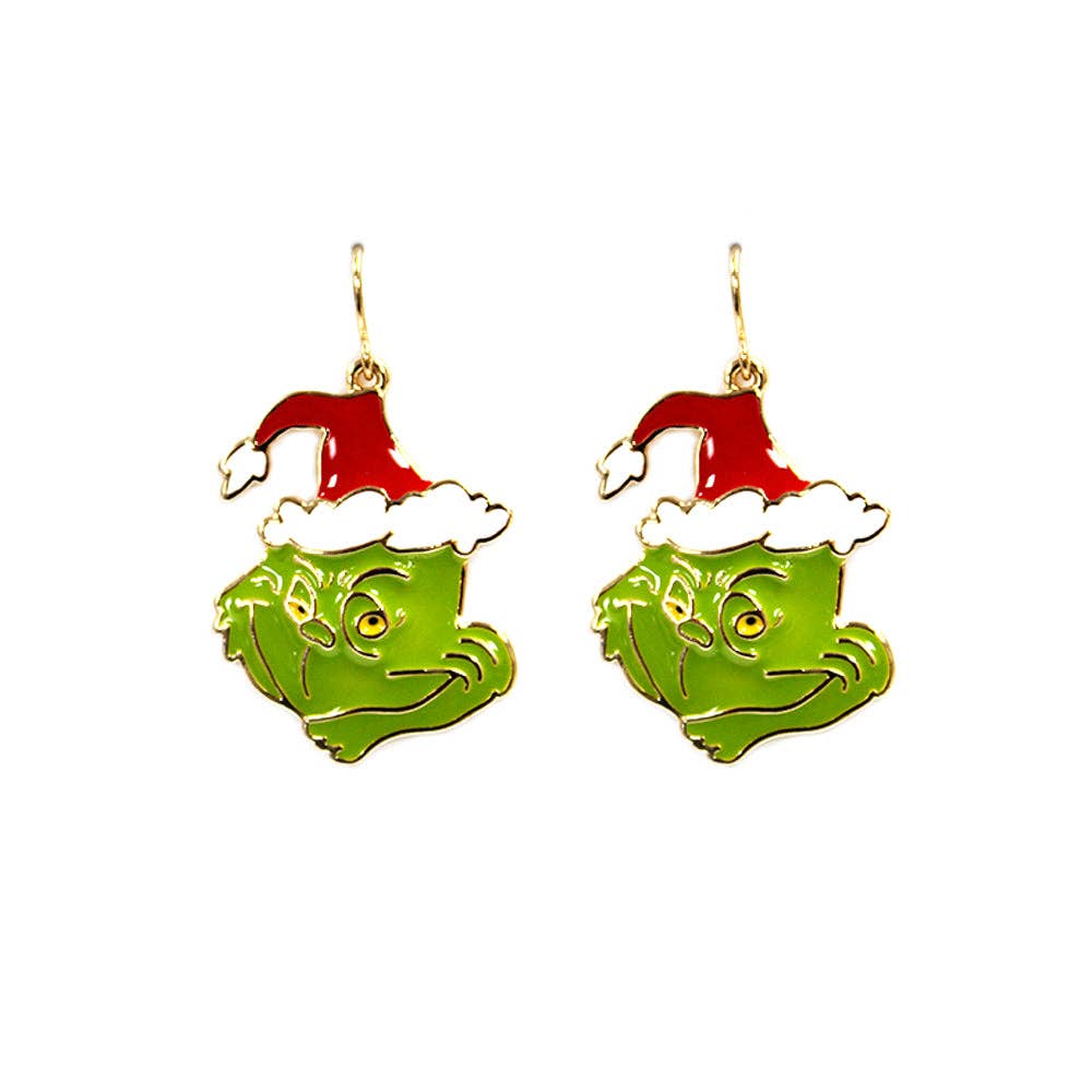Color Coated Grinch 1" Drop Earring