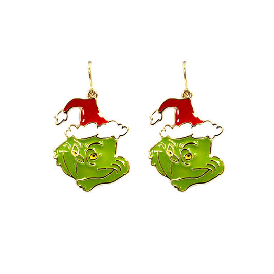 Color Coated Grinch 1" Drop Earring