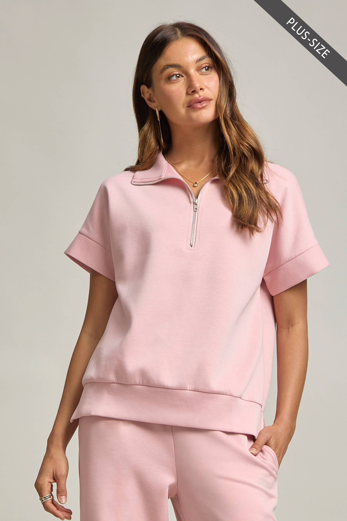 Dear Scarlett - PLUS SIZE Quarter Zip + Pants Modal Set TRVSET-CATALINAP