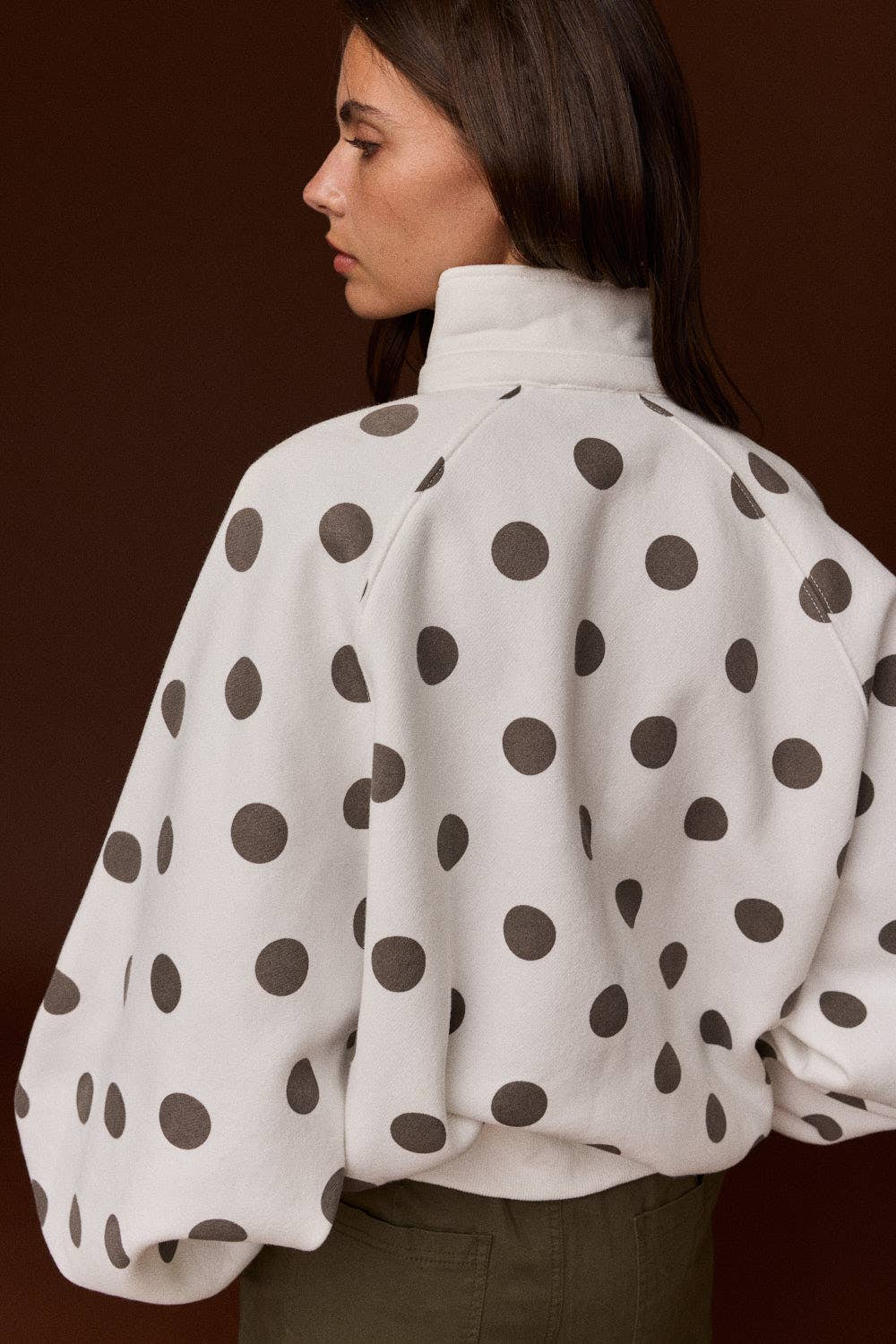 Women's Polka Dot Half-Snap Sweatshirt with Collar – Boutique Pullover
