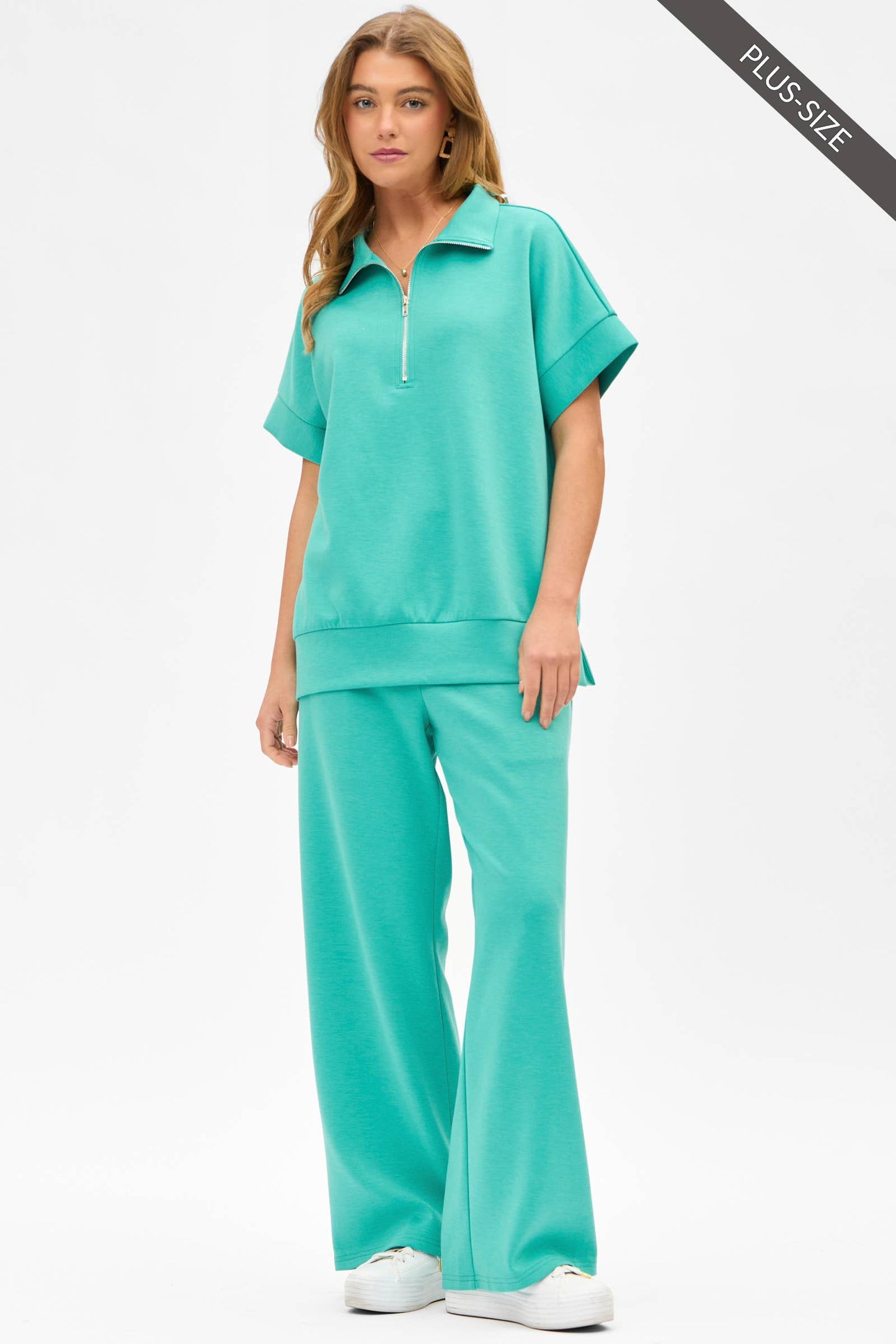 Dear Scarlett - PLUS SIZE Quarter Zip + Pants Modal Set TRVSET-CATALINAP
