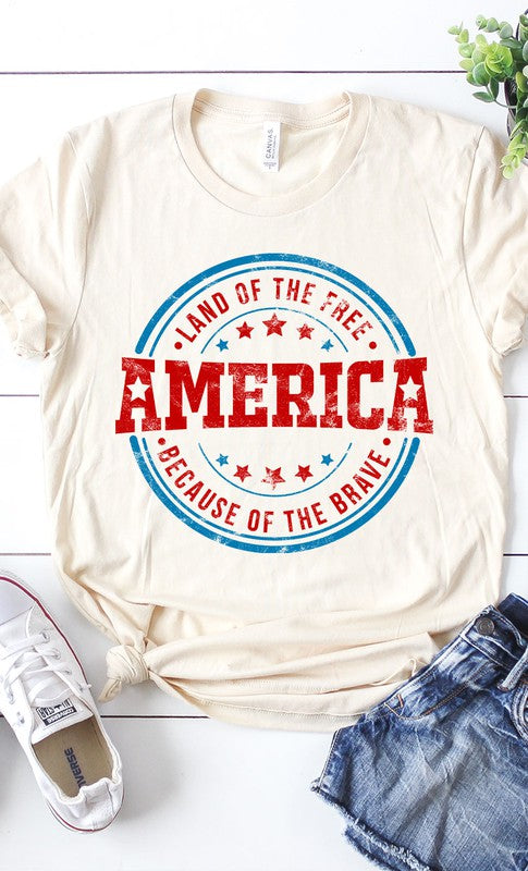 America Land of the Free Circle Graphic Tee