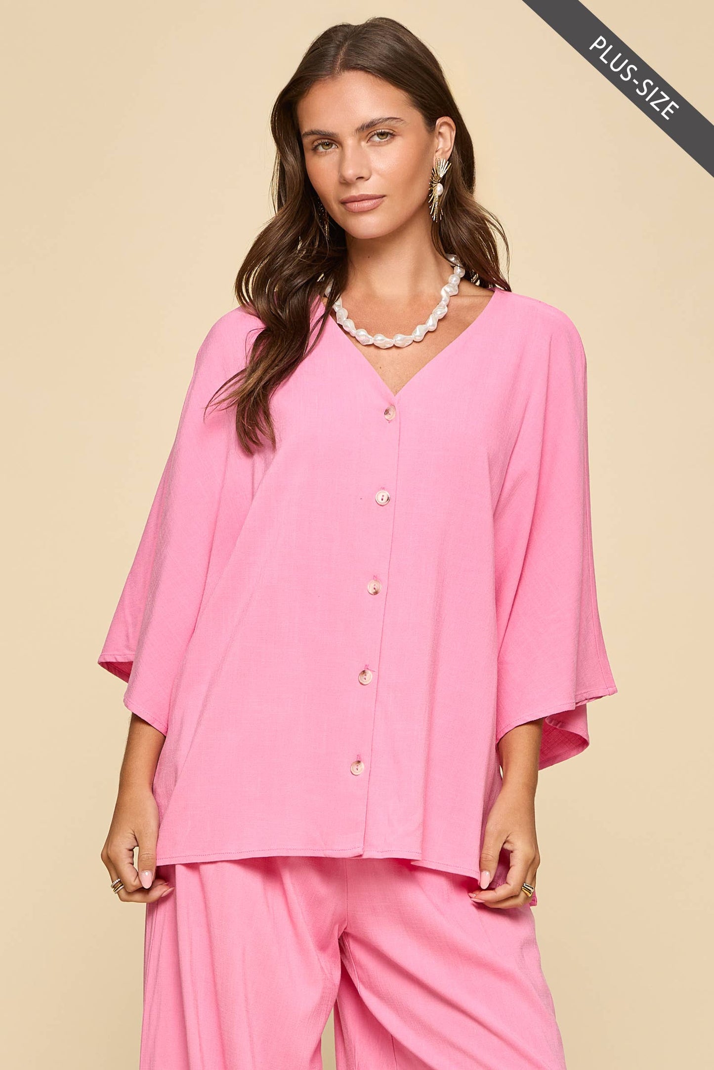 PLUS SIZE 2-Piece Linen Summer Set